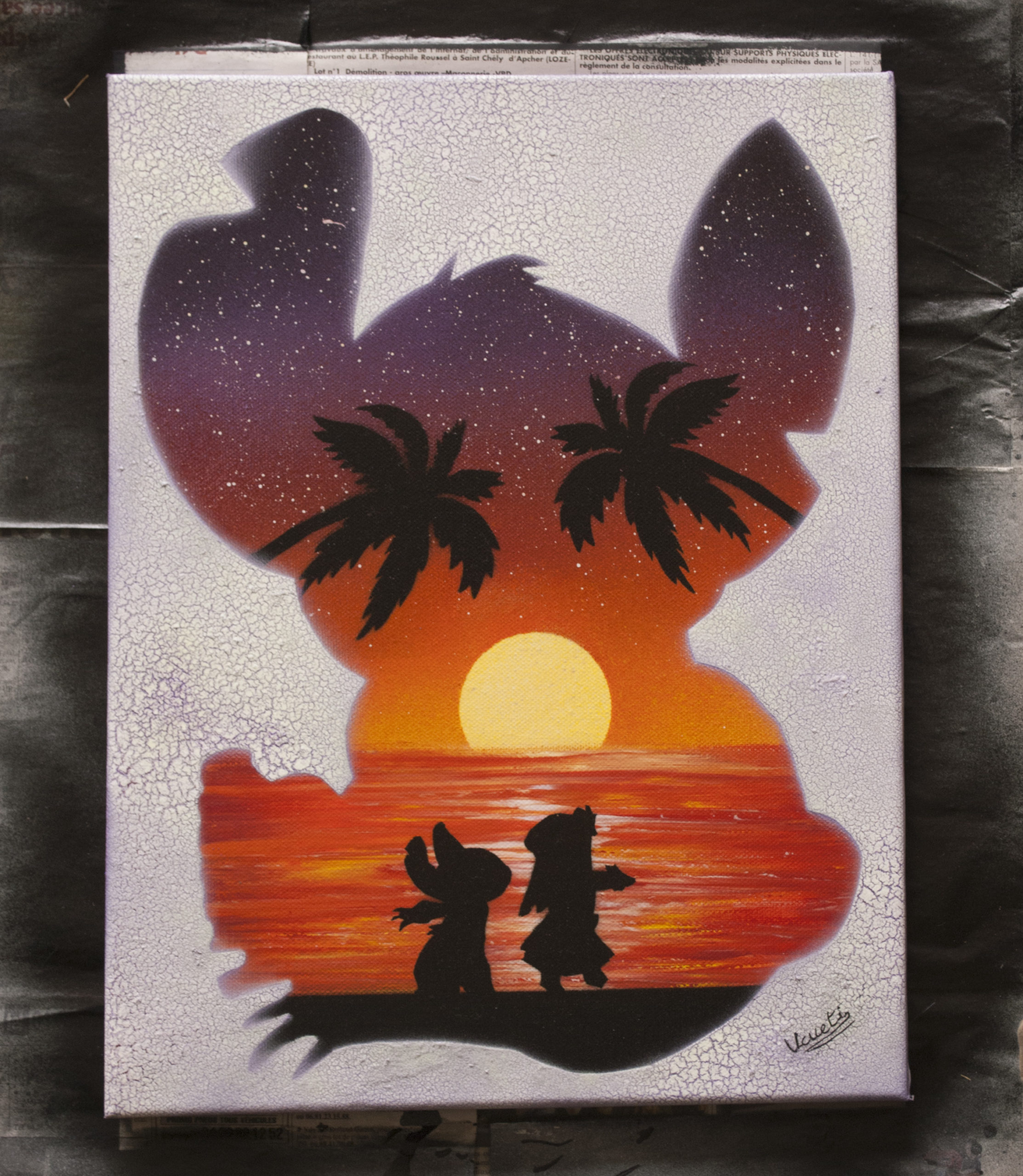 Casque Lilo et Stitch / Peintre: Fabrice